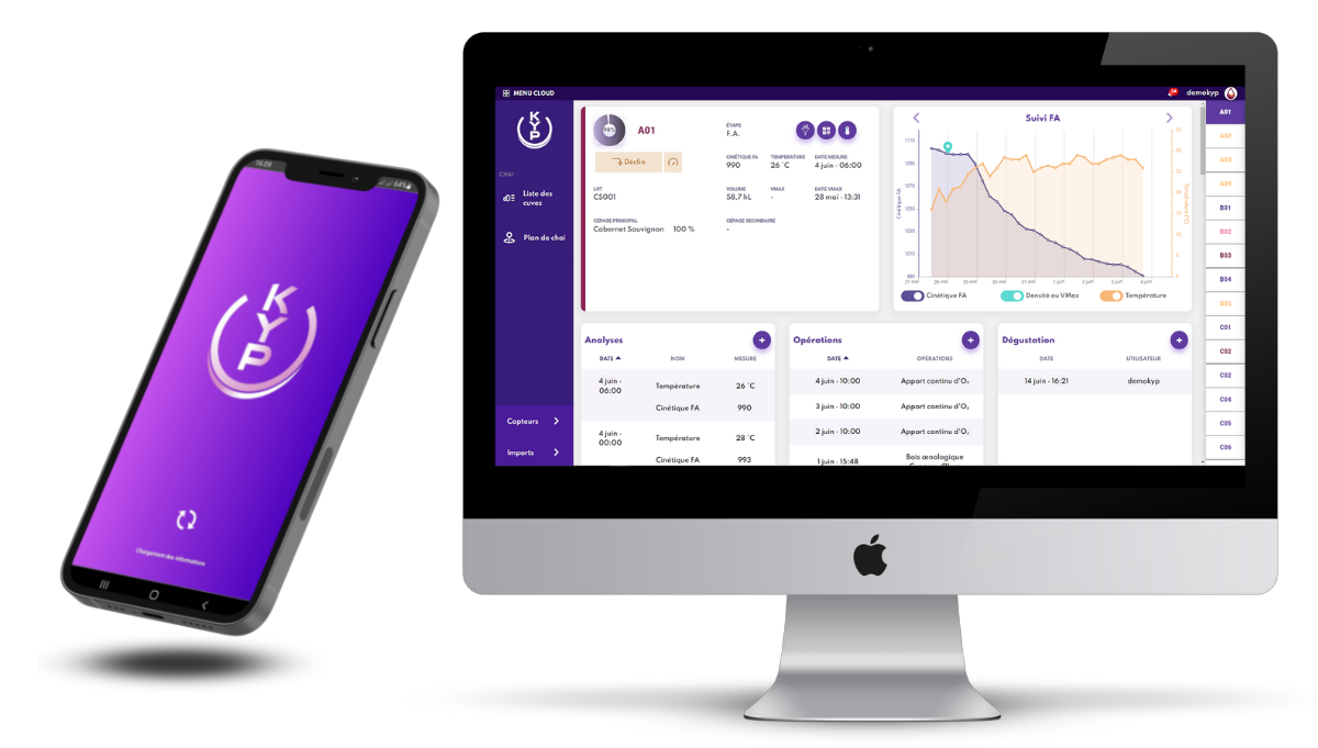Ecran et téléphone affichant l'application KYP